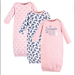 Yoga Sprout Cotton Long Sleeve  Pajama Gown Bundle 3-Pack 0-6M